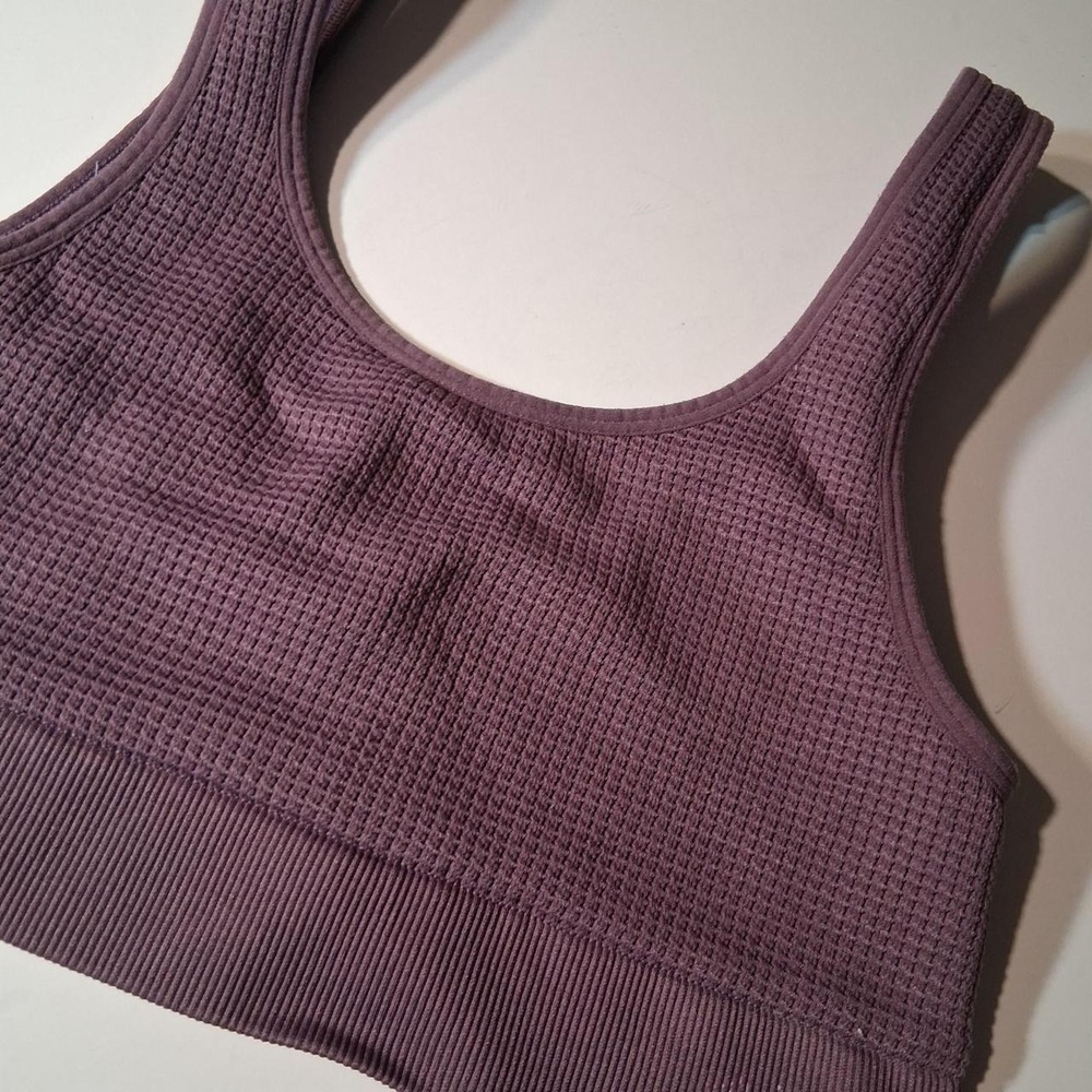 Womens Victoria's Secret PINK purple waffle knit sports bra - Picture 3 of 7